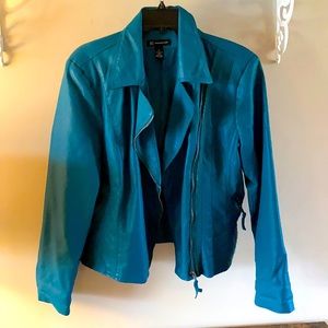 INC Faux leather jacket teal